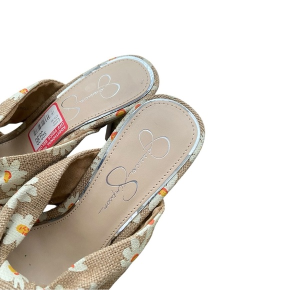 JESSICA SIMPSON Mayxie Burlap Daisy Flowers 3" Heel Sandals Size 8M - Picture 5 of 10